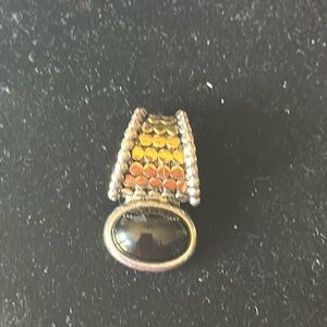 Premier Designs Gold Silver Tone Black Glass Stone Drop/Pendant